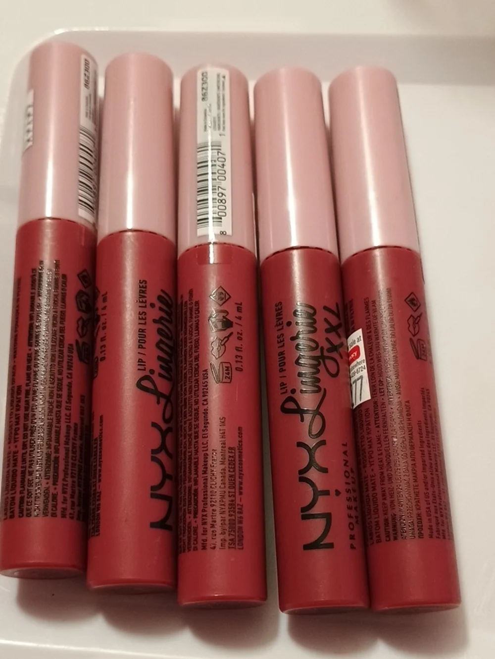 5 x NYX Lip Lingerie XXL Matte Liquid Lipstick, 16 Unlaced